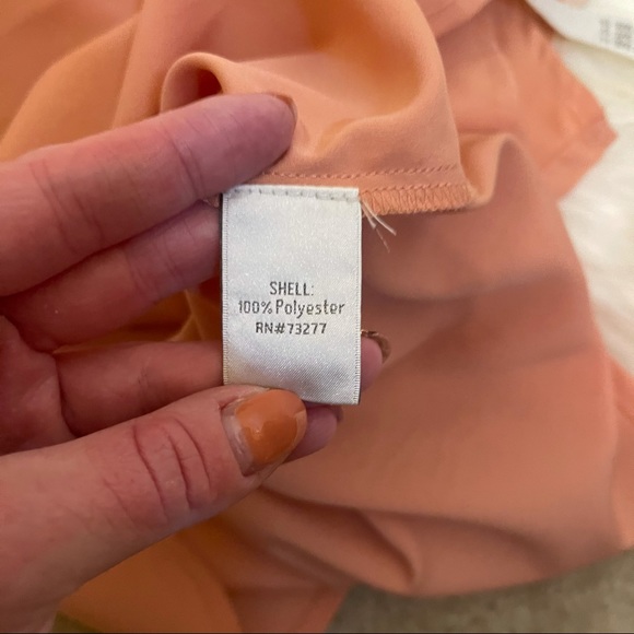 LC Lauren Conrad Peach & Sheer Cream Colorblock Bow Blouse XS - Picture 10 of 13